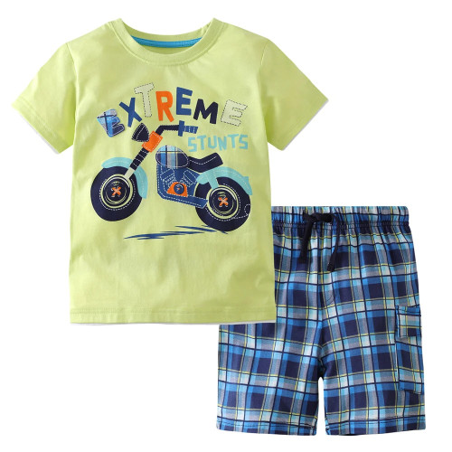 Jumping Meters New Arrival Boys  Clothing Sets For Summer With Motor Cotton Baby Outfits Kids Top + Short