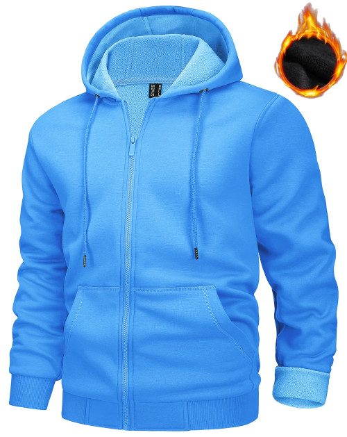 Big Pockets Fleece Lining Hoodies Mens Hooded Coats Full Zip Up Casual Hoodie Jackets Athlete Running Hiking Sportswear