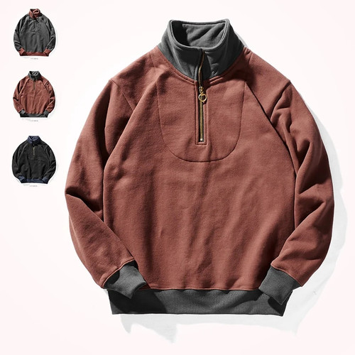 Autumn and Winter American Style Hoodies Men Turtleneck Loose Solid Color Pullover Plus Velvet Thickened Sweatshirts