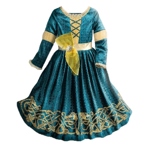 Winter Frozen Elsa Brave Princess Cosplay Costume Girls Velvet Thick Warm Dress Clothing for Children Kids