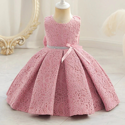 Girls Wedding Party Dress Flower Girl Princess Lace Bow Tutu Banquet Wedding Party Prom Dress Pageant Ball Gown