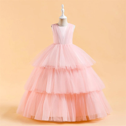 Baby Girls Tulle Dress Teens Party Wedding Ball Gown Princess Kids Bridesmaid Costume Formal Children Prom Long Vestidos