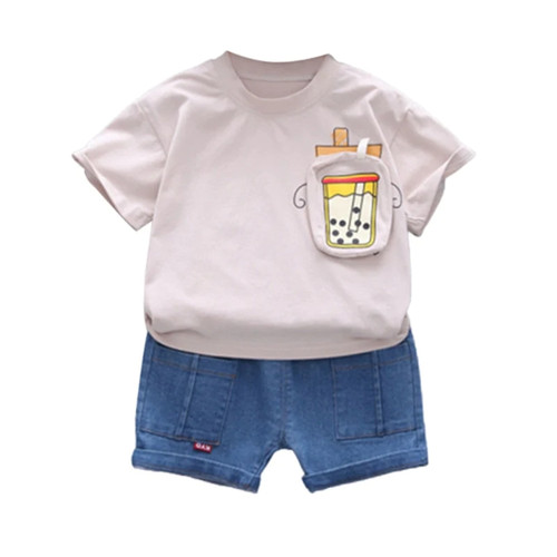 Children Clothing 0-4T Baby Boy Clothes Set Summer Baby Girls Short Sleeve Tops + Shorts 2pcs Suits Casual Kids Boys Clothes