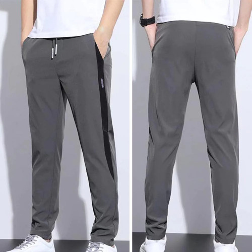 Male Casual Contrast Color Draping Pants Summer Pencil Pants High Waist for Party