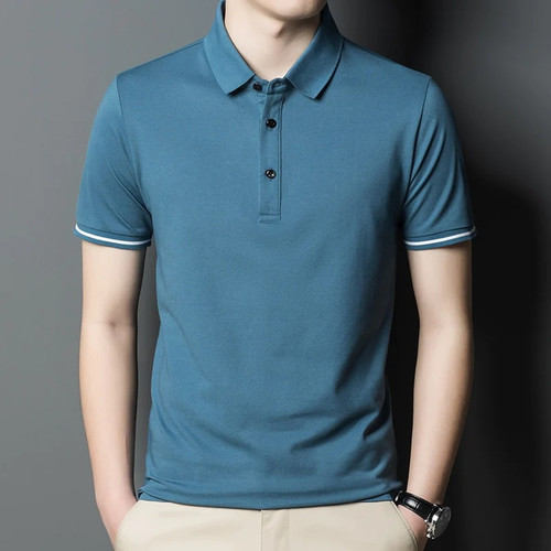 Summer New Brand Mens POLO Shirt Classic Simple Business Casual Solid Color Lapel Thin Short Sleeve Polo Shirt
