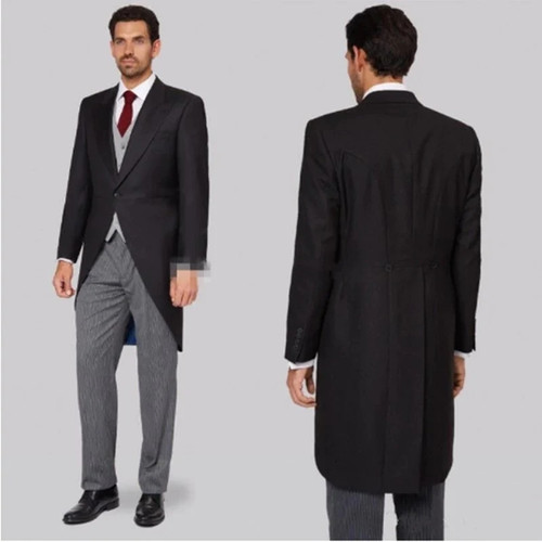 Design Tailcoat Wedding Tuxedos Slim Fit Suits For Men Groomsmen Suit Cheap Prom Formal Suits (Jacket +Pants)