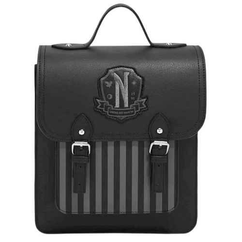 Baby Girls Wednesday Addams School Bag Teenagers Children Backpack Gothic Preppy Leather Book Backpack Striped Backpack