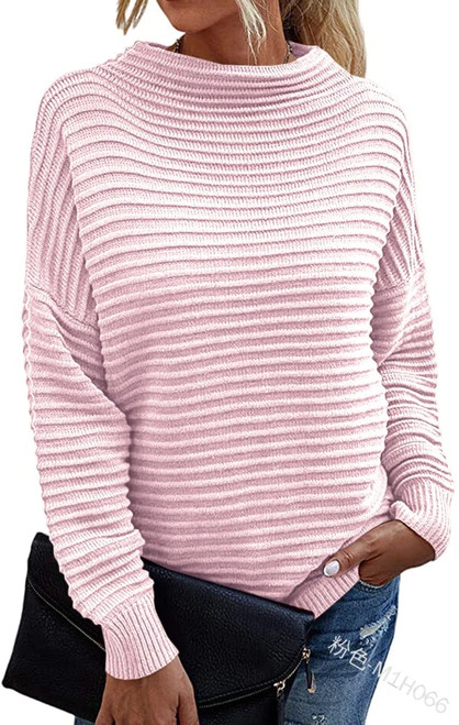 Women Knitted Sweater Spring and Autumn Fashion Solid Color Pullover Sweater Women Casual Long Sleeve Round Neck Loose Sweater