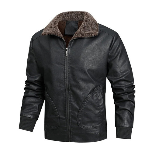 Mens Leather Jacket Winter Man Outwear Windbreaker Biker Coats Casual Business Fleece Warm Jackets Mens Clothing