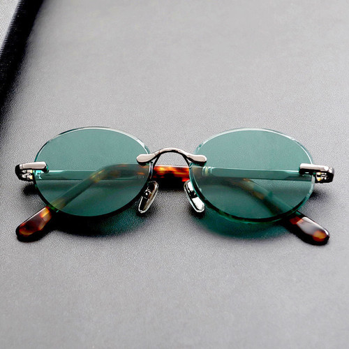 Green Crystal Sunglasses Oval Male Women Natural Minerals Stone Lens Anti Scratch Rimless Shades Eyewear