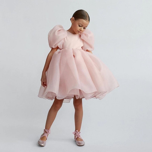 Elegant Baby Girls Puff Sleeve Princess Dresses Wedding Birthday Evening Party Costume Kids Bridesmaids Infantil