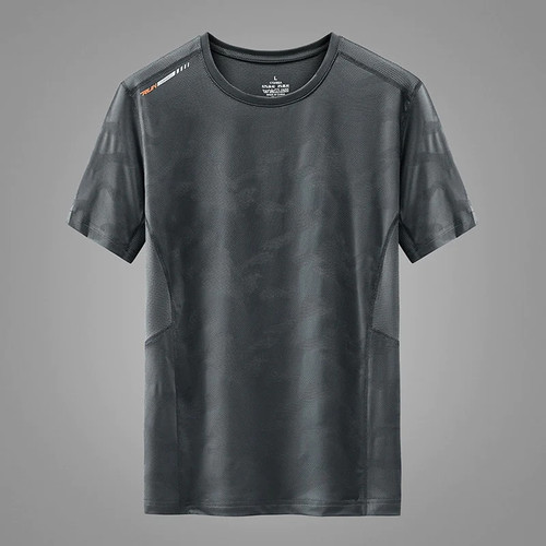 T-Shirt Mens Gym Sports Quick-Drying T-Shirt Summer Elastic Casual Short-Sleeved T-Shirt