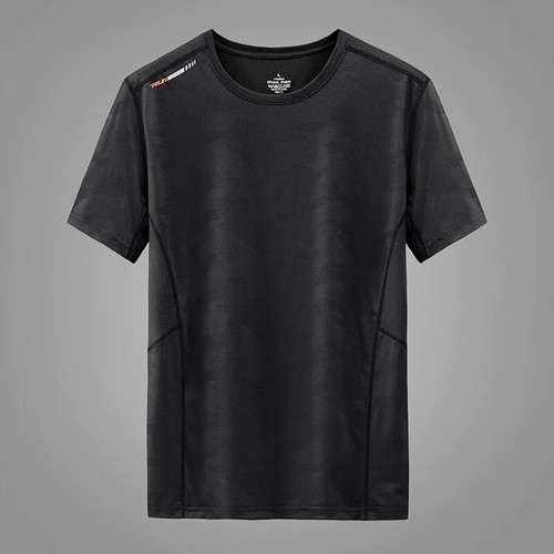 T-Shirt Mens Gym Sports Quick-Drying T-Shirt Summer Elastic Casual Short-Sleeved T-Shirt
