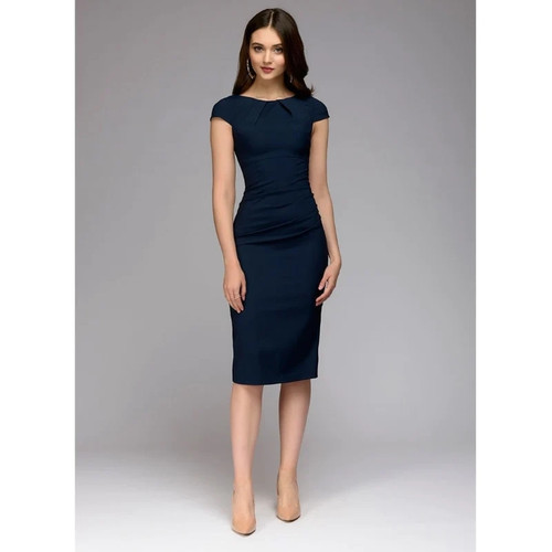 Spring Summer dress Women  Slim dress Short Sleeve Office Business Dress Elegant Sheath Party  Dark Blue Dress