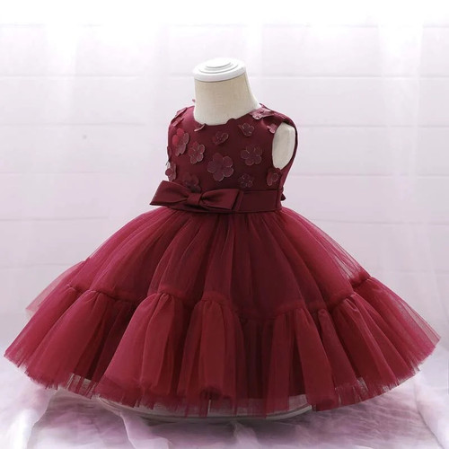 Girls Christening Newborn Baby 1st Birthday Dress Toddler Summer Clothes Floral Baptism Frock Spanish Vestido Tulle Ball Gown