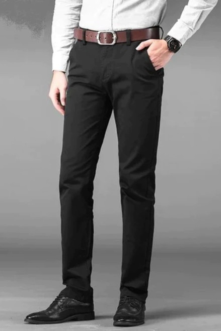 Mens Business Pants Regular Straight Fit Stretch Pants Casual Suit Trousers Elasticity Pants Pocket Details