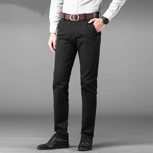 Mens Business Pants Regular Straight Fit Stretch Pants Casual Suit Trousers Elasticity Pants Pocket Details