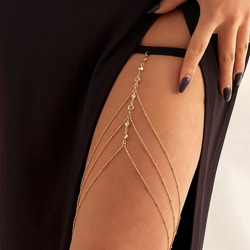 Bohemian Thigh Chain Simple Star Body Chains for Women Double-layer Metal Thigh Jewelry Leg Chain Women