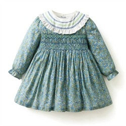 Girls Dresses Kids Hand Made Smocking Floral Dress 1-6Y Spring Summer Baby Girl Long Sleeve Smocked Embroidery Frocks Clothes