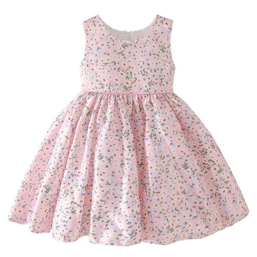 Princess Summer Dress for Kids Girl Children Sleeveless Floral Sundress Toddlers Bowknot Ball Gowns Infant Frocks