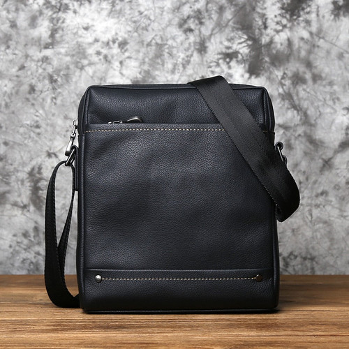 Leather Men Shoulder Bag Casual Large-Capacity Soft Leather Backpack Top Layer Cowhide Vertical Messenger  Business Bag