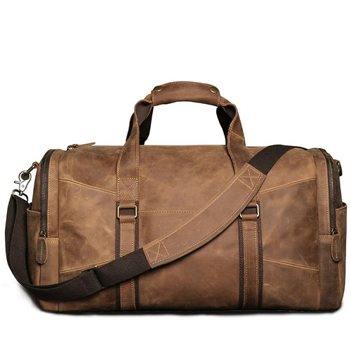 Vintage Brown Coffee Genuine Leather Women Men Travel Bag Male Messenger Duffle Bags