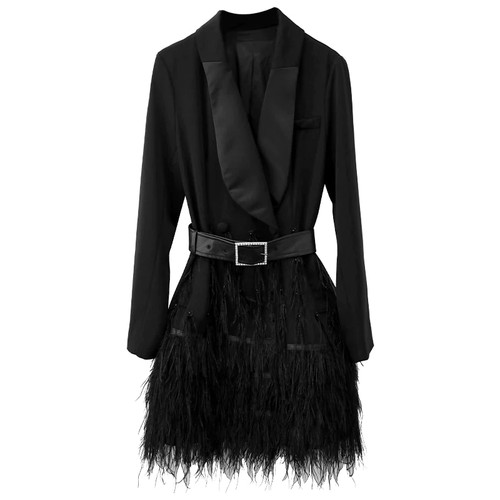 Spring Autumn Notched Neck Blazer Women Long Sleeve Jacket Black Notched Celebrity Runway Jackets Elegant Lady Blazer