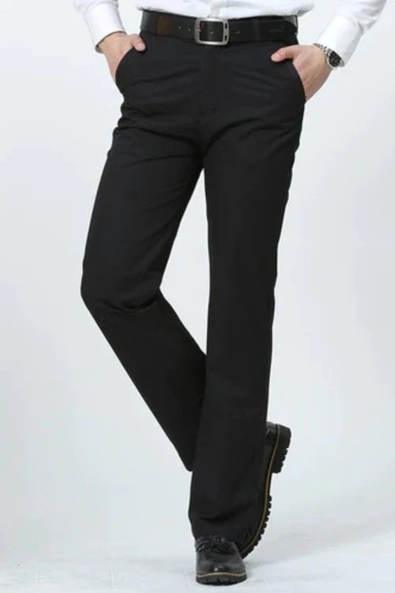 Mens Trousers 100% Cotton High Waist Straight Men Trousers Slacks Loose Pants for Male Casual Trouser Man Pant