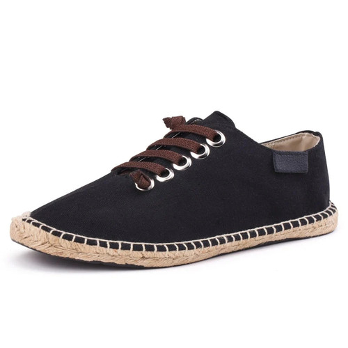 Summer Canvas Shoes Ethnic Style Hemp Insole Fisherman Breathable Shoes Cool Canvas Men Sneakers Casual Flat Loafers