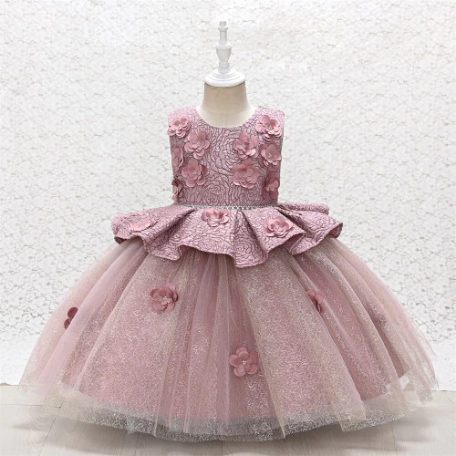 Princess Dress Retro Formal Clothing Christmas Flower Girl Elegant Kids Dresses for Girls