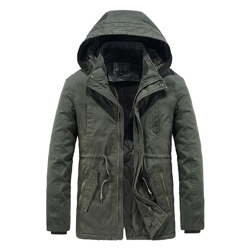 Winter Warm Cargo Jackets Thick Fleece Men Coats Casual Cotton Hooded Male Military Tactical Parka Outerwear