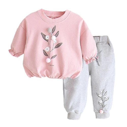 Toddler Baby Girls Flower Unicorn Spring Autumn Causal Clothing Sets Children Tracksuit Kids Fox T Shirt Pants Infantil Clothes