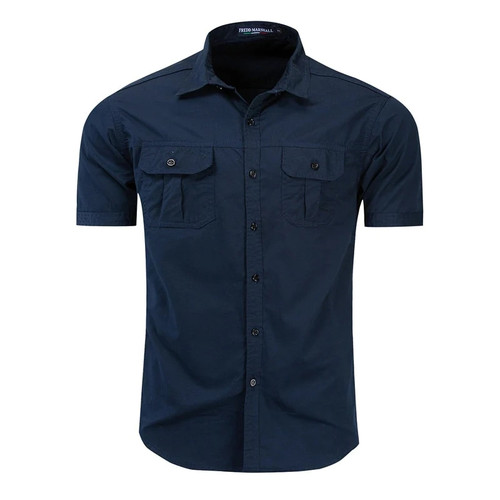 Style Design Short Sleeve Casual Shirt Mens Solid Beach Blouse Summer Men Clothing 100% Cotton