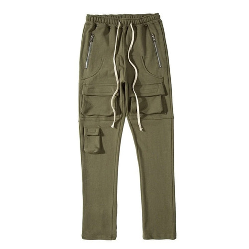 Spring Summer Men Darkwear Sports Techwear Pants High Street Hip Hop Elastic Waist Solid Color Running Sweatpants