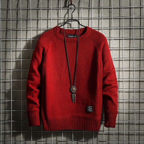 Stylish Solid Color O-Neck Knitted All-match Sweater Men Clothing Autumn Oversized Casual Pullovers