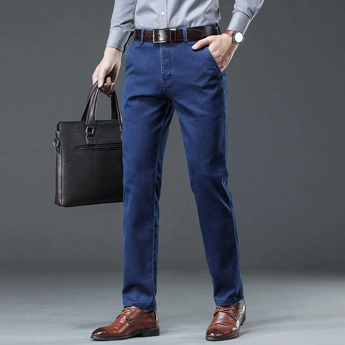 Men Jeans Denim Pants Brand Classic Clothes Overalls Straight Trousers For Men Blue Jeans