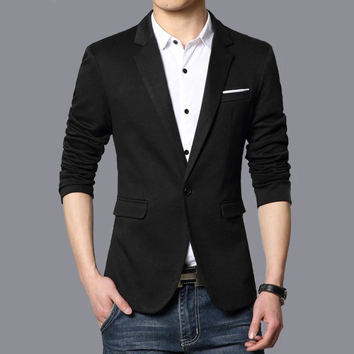 Autumn Men Blazers Slim Fit Casual Suit Jacket Sold Color One Button Style Business Wedding Party Blazer