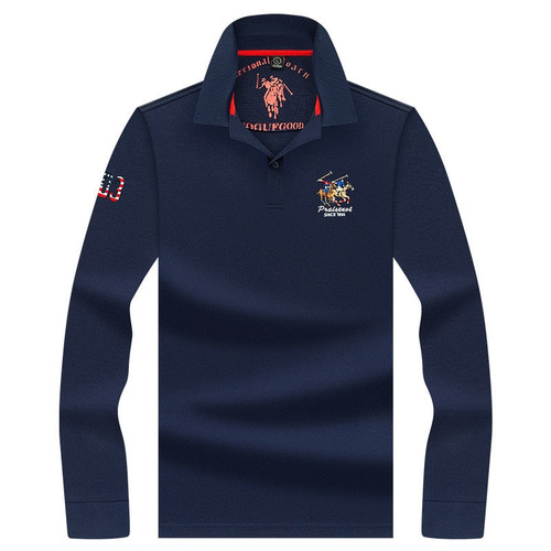 Men Polo for men Fall Pure Color Embroidery New Long Sleeve Daily Casual Business Men Polo Shirt polo
