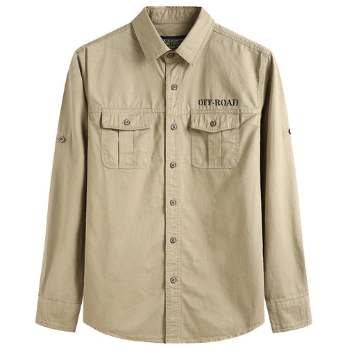 Military Casual Men Spring 100% Cotton Long Sleeve Shirt Man Autumn
