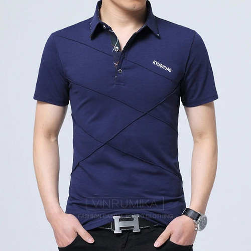 Men Summer Thin Cotton Gray Short Sleeve Polo Shirt Man Casual Style Black Blue Polos Shirts Tops