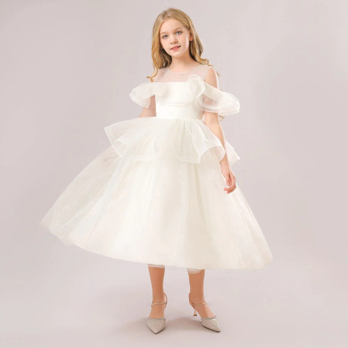 Formal Kids Girls Flower Wedding Dress Children Costume Princess Party Pageant Clothing 10 12 13 Year Bridesmaid Prom