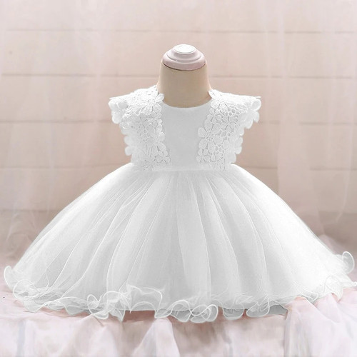 Infant Bow 1st Birthday Baby Dress Costumes Flower Tutu Princess Party Wedding Dress For Baby Christening First Communion Dress