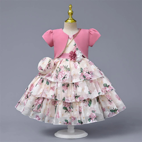 Dresses Children 3 Pcs Set 5 Years Birthday Kids Gown Summer Children Clothes Dresses With Bag
