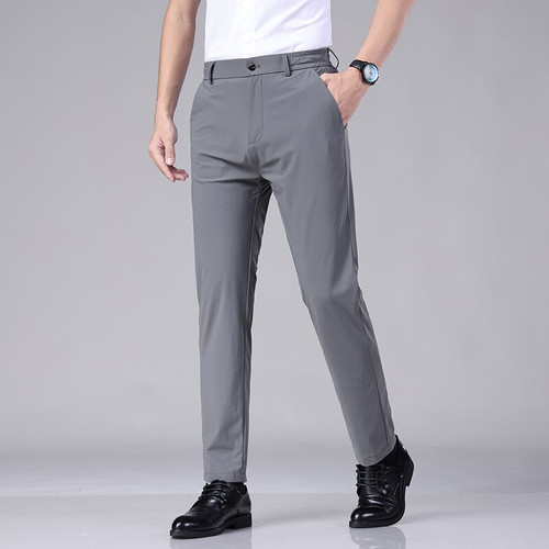 Summer Casual Pants Men Thin Business Stretch Slim Elastic Waist Jogger Korean Classic Thin Black Gray Blue Trousers Male Summer Casual Pants Men Thin Business Stretch Slim Elastic Waist Jogger Korean Classic Thin Black Gray Blue Trousers Male