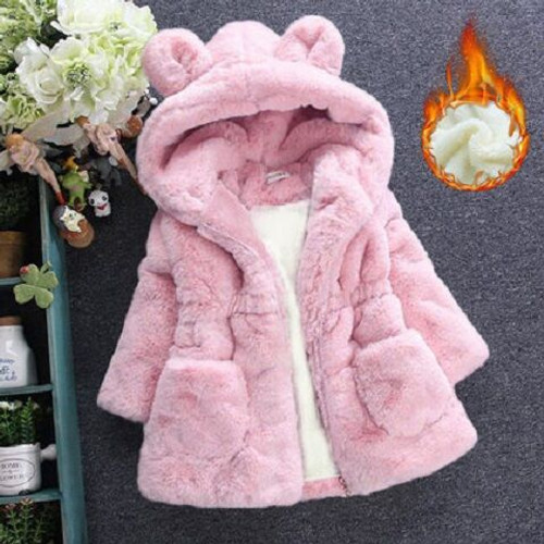 Plus Size winter fur Jacket Kids Faux Fur Warm Coat girls Hooded Overcoat