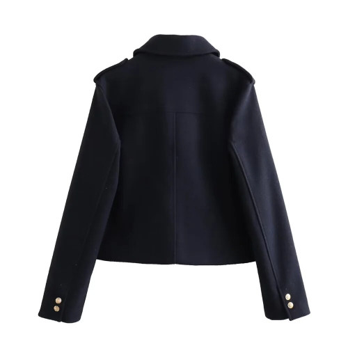 Autumn/Winter New Product Women's New Fashion Casual Gold Buckle Soft Polo Jacket Coat