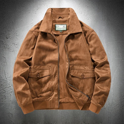 Suede Leather Jacket Men Vintage Trucker Jackets Streetwear Men Clothing Casual Lightweight Coats Mans Jackets