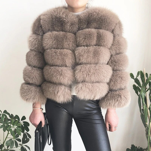 new style real fur coat 100% natural fur jacket female winter warm leather fox fur coat high quality fur vest Free shipping