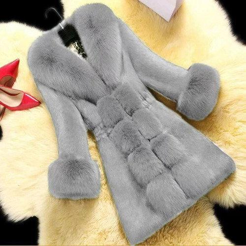Women New Autumn-winter Imitation Fur Coat Medium Style Slimming Imitation Fox Fur Fur Coat All-match