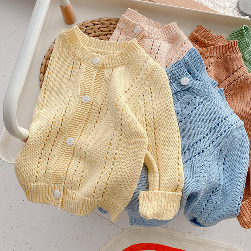 Candy Kids Baby Girls Boys Autumn Winter Full Sleeve Solid Knitted Outwear
